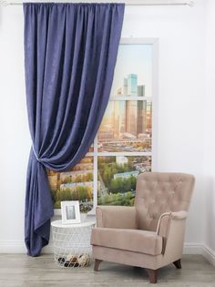 Штора классическая Amore Mio 26206 200*270 см Синий