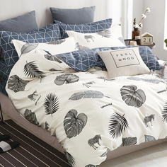 Cleo Постельное белье Shanika цвет: белый, синий (семейное)