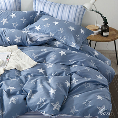 Cleo Постельное белье Модена цвет: белый, синий (2-х спальное)