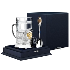 Набор для чая Аргента АргентА "Герб России" с позолотой в футляре