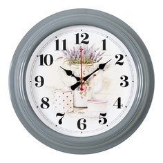 Часы настенные Рубин круглые 21 см, корпус серый "Лаванда и чай"(2121-003)