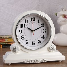 Часы настольные Рубин "Берта", 30х26 см, корпус белый, с серебром (3026-004)