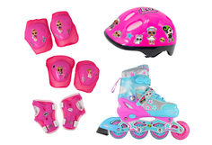 Роликовые коньки детские 1Toy LOL, светятся колеса PU, с защитой и шлемом, размер 26-29