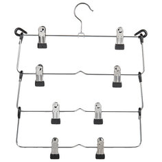Вешалка-плечики качели 4 секции металлическая с клипсами для юбок и брюк, BRABIX, 607472