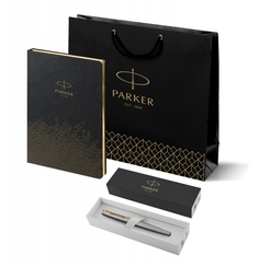 Подарочный набор: ежедневник чёрный и ручка перьевая Parker Jotter Stainless Steel 2030948