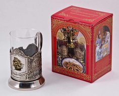 Подстаканник "Попутного ветра" со стаканом в подарочной коробке No Brand