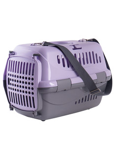 Переноска для животных Zooexpress Турне M с пластиковой дверцей, 48*32*32 см, фиолетовая