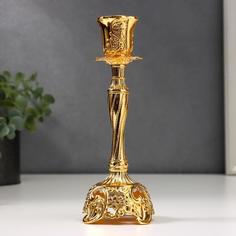 Подсвечник металл на 1 свечу Виноградная лоза золото 18,5х6х6 см No Brand