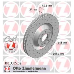 Тормозной диск передний Zimmermann 100330552 для Audi A6, A8; VW Phaeton