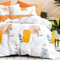 Cleo Постельное белье Tamika цвет: белый, оранжевый (2-х спальное)