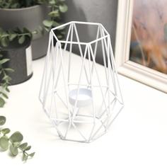 Подсвечник металл на 1 свечу Геометрия белый 17х12,5х14 см No Brand