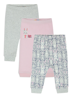 Комплект: брюки для девочки, 3 шт. Me&We NG121-J733-303 цв. Розовый/Св.Серый р. 80