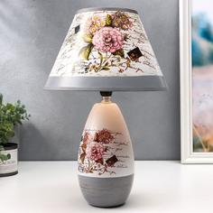 Лампа настольная керамика Букет с пионами Е14 220В 37х25х25 см Risalux