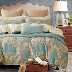 Cleo Постельное белье Katarina цвет: бежевый, бирюзовый (1,5 спальное)