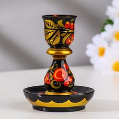 Подсвечник Ягодка, 6×6×9 см, хохлома No Brand