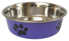 Миска Homepet Heavy Лапки металлическая утяжеленная фиолетовая для животных 900 мл