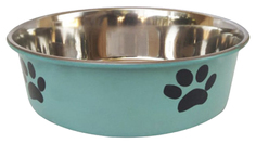 Миска Homepet Heavy Лапки металлическая утяжеленная зеленая для животных 1,8 л