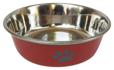 Миска Homepet Heavy Лапки металлическая утяжеленная красная для животных 450 мл