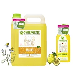 Жидкое мыло Synergetic Полевые цветы 5 л+Средство для мытья посуды Synergetic Лимон 500мл