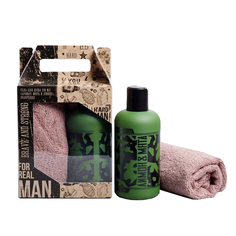 Набор For real men фляга гель для душа 250 мл аромат мята и цитрус, полотенце 4569833 Hard Line