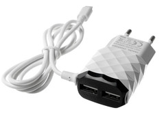 Зарядное устройство Luazon LCC-25 Lightning 2хUSB 1А 1m Black White 4310401