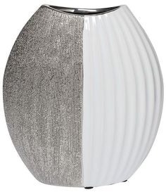 Ваза керамическая белая с серебром Высота 20 см Garda Decor