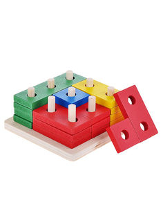 Логическая пирамидка Щепочка Квадрат цветной D0206