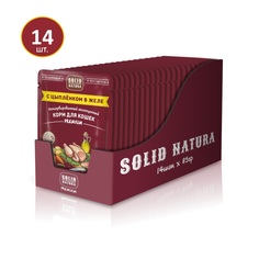 Влажный корм Solid Natura Premium для кошек кусочки цыпленка в желе, 14 шт х 85 г