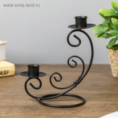Подсвечник металл на 2 свечи Изгибы черный 16х14х9 см No Brand