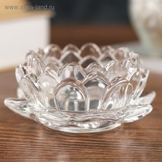 Подсвечник стекло на 1 свечу Лотос прозрачный 4х9,5х9,5 см No Brand