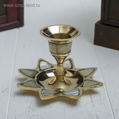 Подсвечник с перламутром Звезда на 1 свечу, латунь 9,5х9,5х6,5 см No Brand