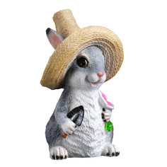 Садовая фигура "Зайка в соломенной шляпе с цветочком" 12х13х21,5см 4793741 Хорошие сувениры