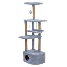 Когтеточка комплекс для кошек PetTails Эйфель, угловой с гамаком 48 х 48 х 150 см, серый