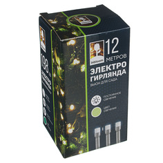 Гирлянда электрическая вьюн INBLOOM для сада 198 LED, шампань,12м,пост. свечение,ПВХ,IP44