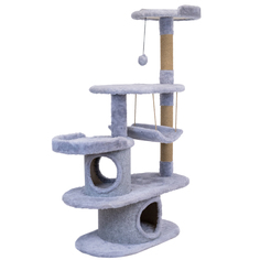 Когтеточка комплекс для кошек, для Мейн-кунов PetTails Страж, 159 х 120 х 47 см, серый