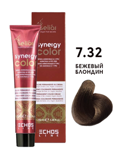 Крем-краска для волос Echos Line Seliar Synergy Color, 7.32 бежевый блондин, 100 мл