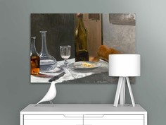 Картина на холсте репродукция Клода Моне "Натюрморт с бутылкой, графином" 60х39 см Первое ателье