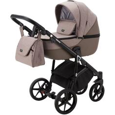 Коляска 2 в 1 ADAMEX Mateo Lux PS-70 Темно-бежевый/коричневая кожа