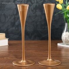 Подсвечник стекло Узкий бокал золото матовое набор 2 шт 28х10,8х10,8 см No Brand
