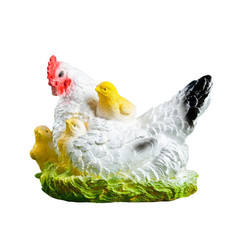 Садовая фигура "Курица наседка с цыплятами" белая, 28х21см 3242424 Хорошие сувениры