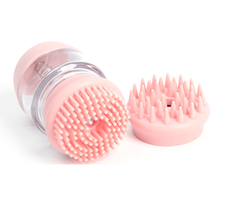 Щётка для мытья и массажа собак Пижон с ёмкостью для шампуня, розовая, 5.8х5.8х9 см