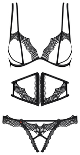Пикантный кружевной комплект белья Bravelle черный S-M Obsessive