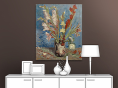 Картина на холсте репродукция Ван Гога "Ваза с гладиолусами" 49х60 см Первое ателье