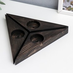 Подсвечник Треугольники Темный набор 3 шт 20х5,5х2 см No Brand