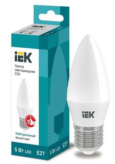 Лампа светодиодная Eco C35 свеча 4000К нейтр. бел. 450лм 230-240В IEK LLE-C35-5-230-40-E27
