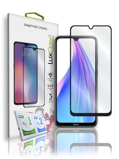 Защитное стекло LuxCase для Xiaomi Redmi Note 8T, 2.5D, полноклеевое, Черная рамка, 78198