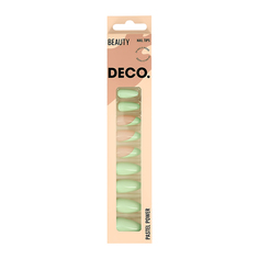 Набор накладных ногтей DECO. PASTEL POWER green french (24 шт + клеевые стикеры 24 шт)