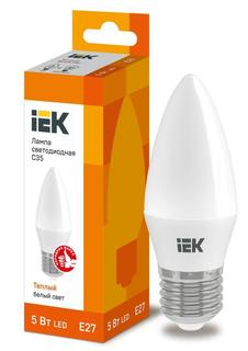 Лампа светодиодная ECO C35 свеча тепл. бел. E27 450лм 230-240В IEK LLE-C35-5-230-30-E27