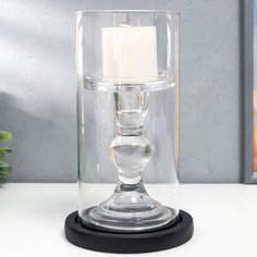 Подсвечник дерево, стекло на 1 свечу Эстет 17,5х12,5х12,5 см No Brand