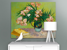 Картина на холсте репродукция Ван Гога "Натюрморт: ваза с олеандрами и книгами" 60х49 см Первое ателье